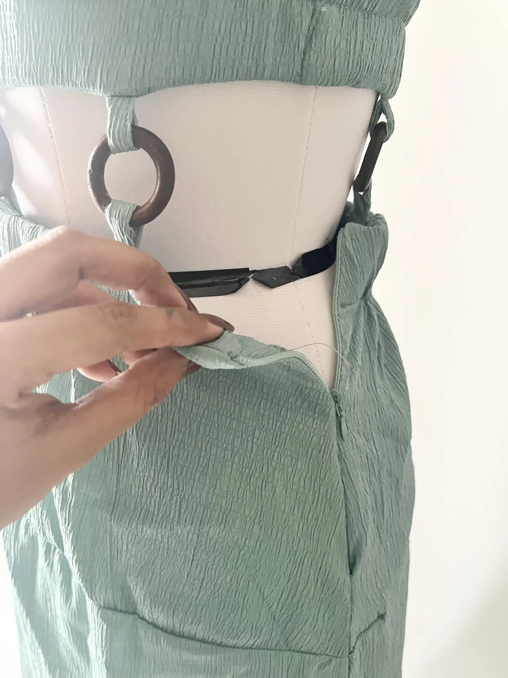 Beachy green solid dress thumbnail view 4