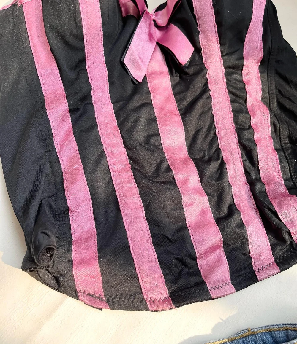 Pink & black corset top thumbnail view 2