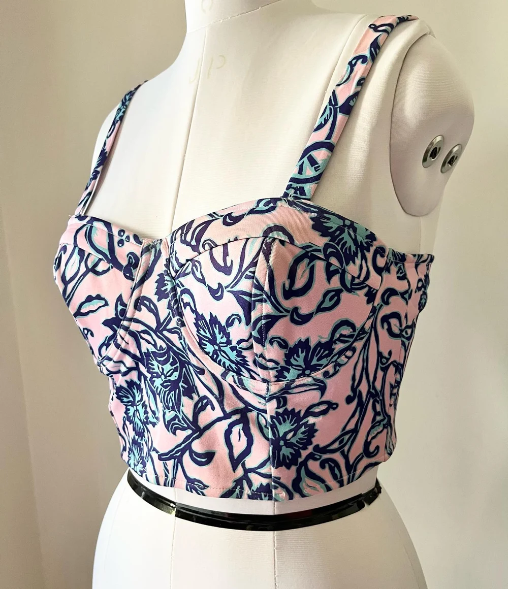 Printed padded bustier top  thumbnail view 2
