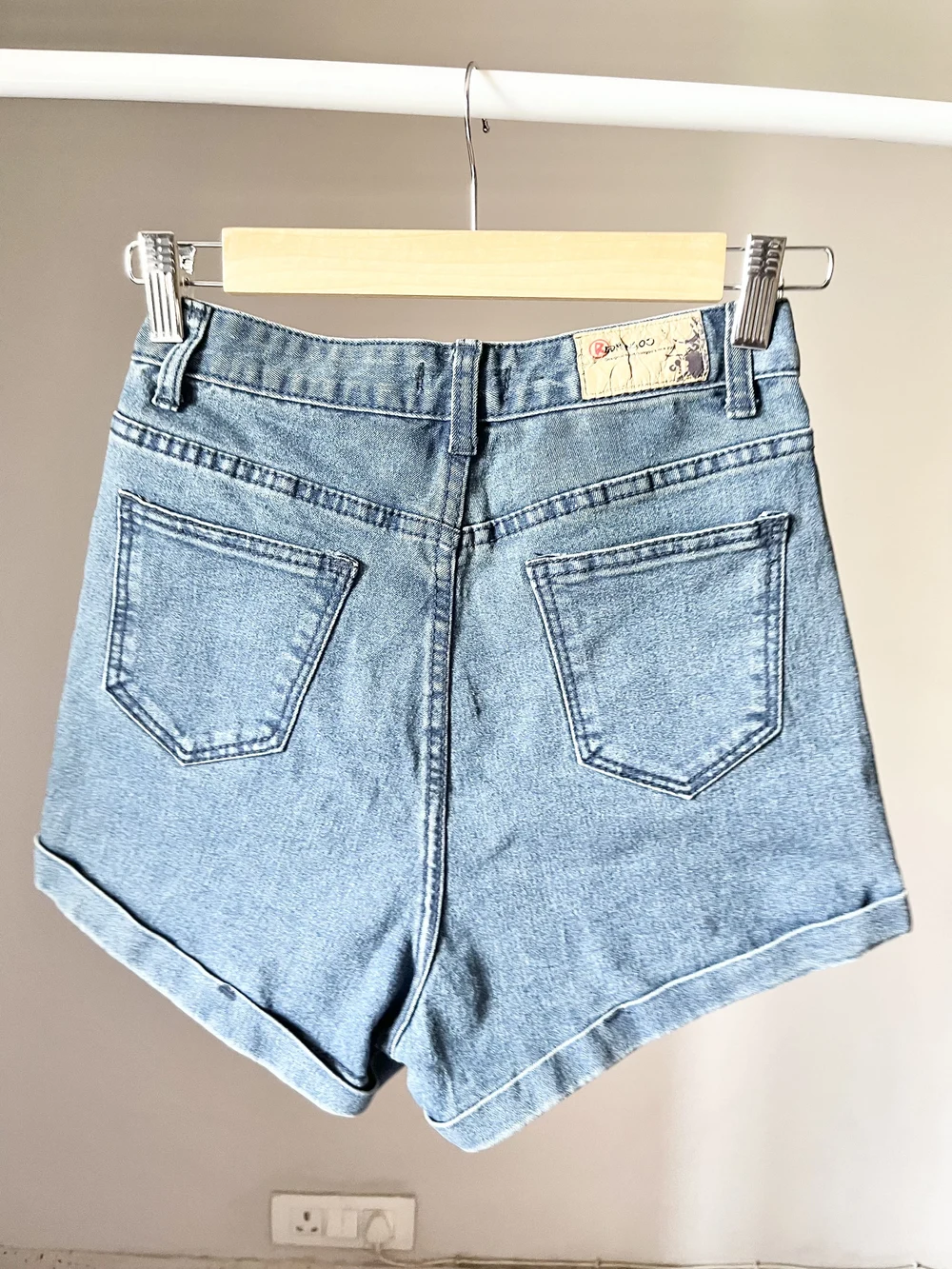 Blue superhighwaist shorts thumbnail view 3