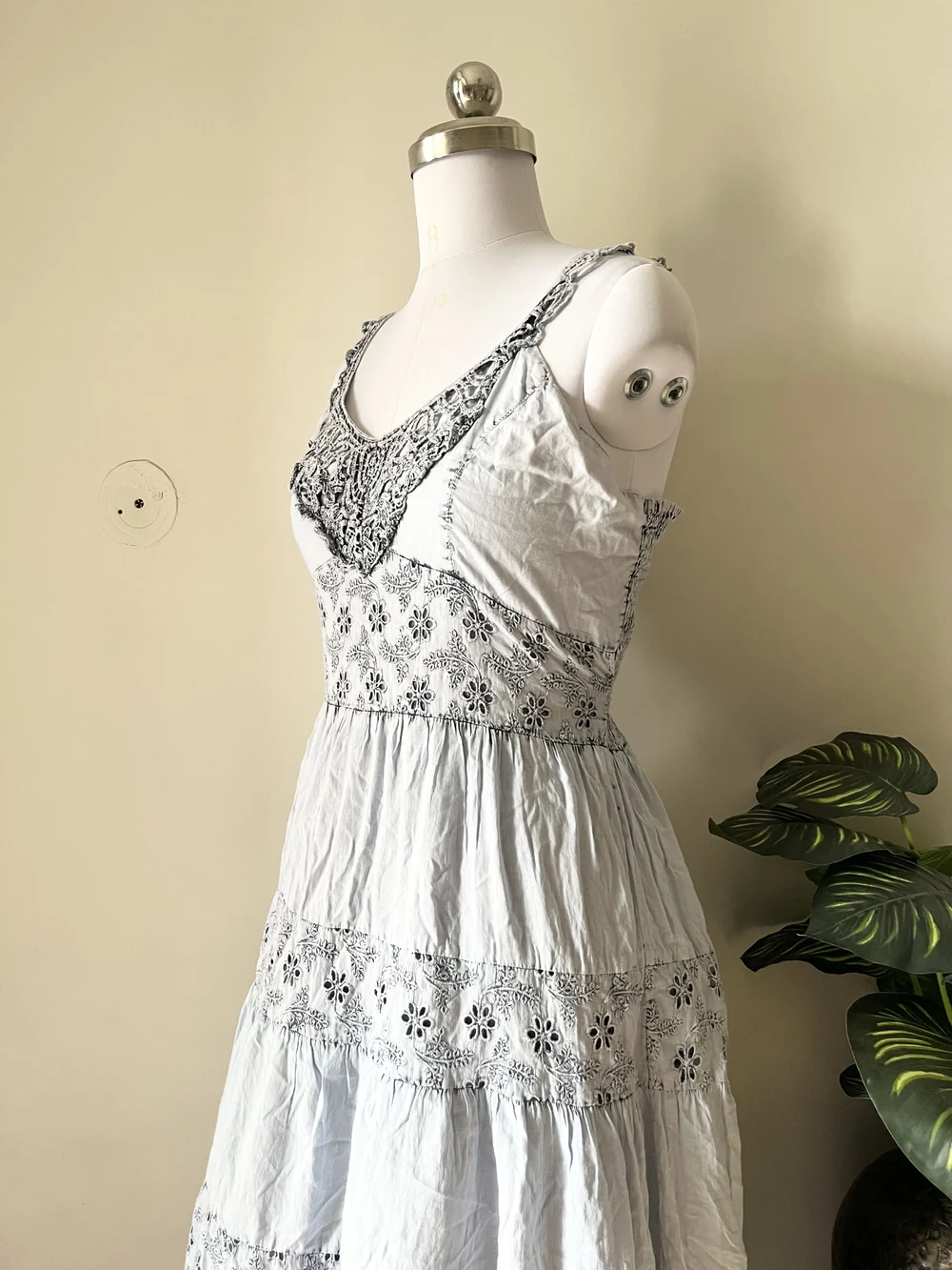Powered blue schiffli maxi dress thumbnail view 2