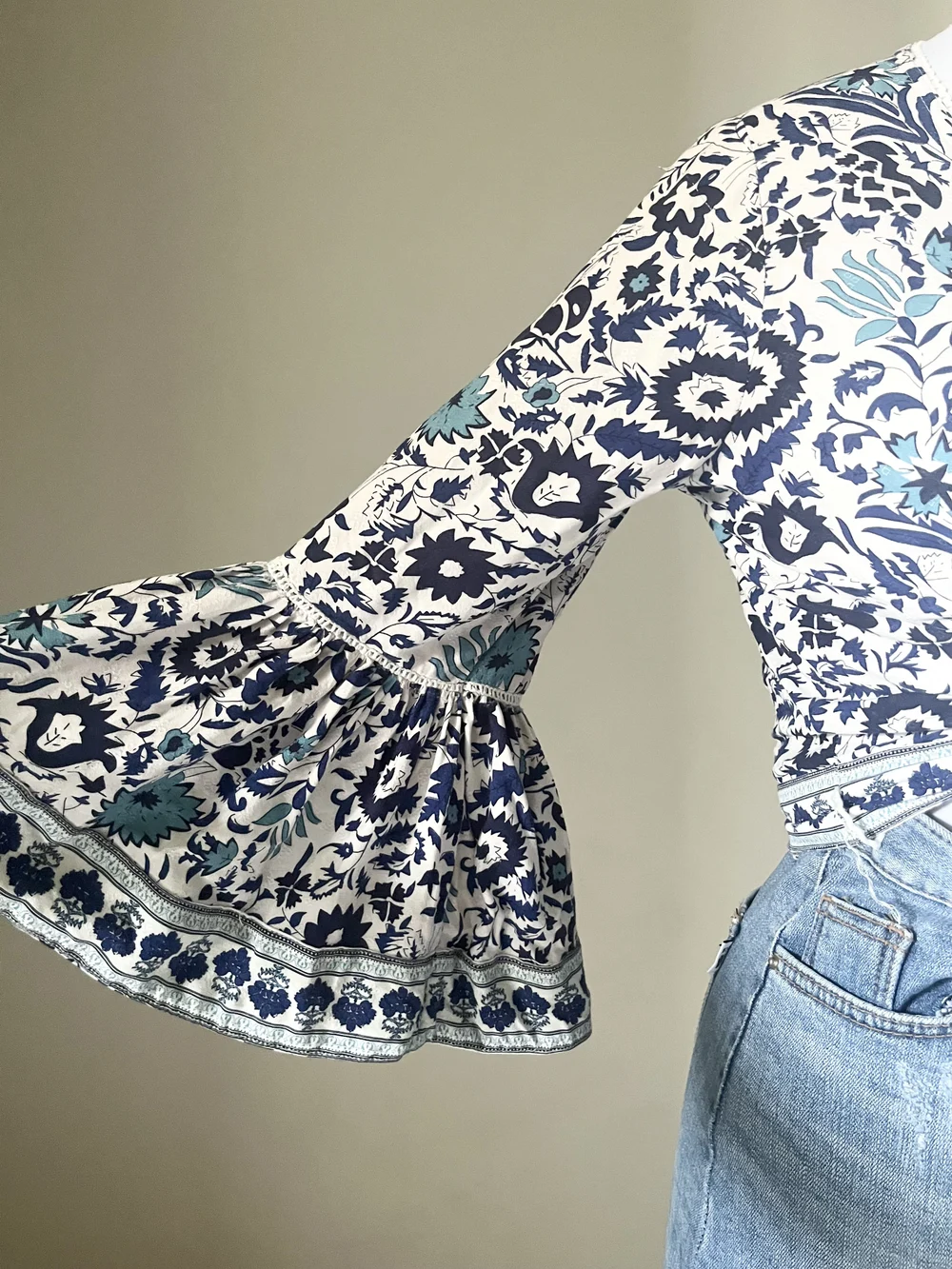 Blue paisley wrap top  thumbnail view 2