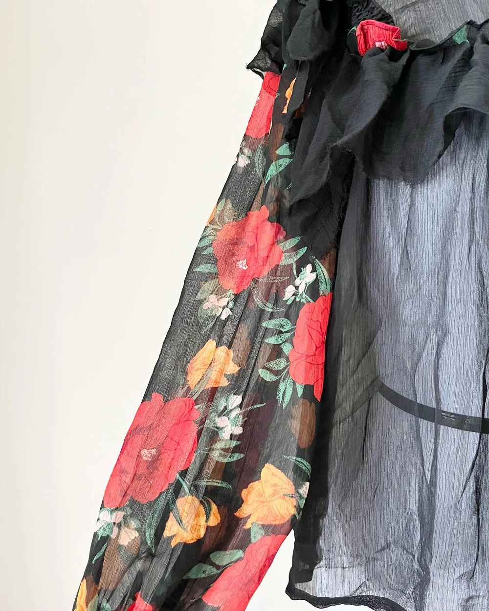 Floral soft sheer shirt style top  thumbnail view 2