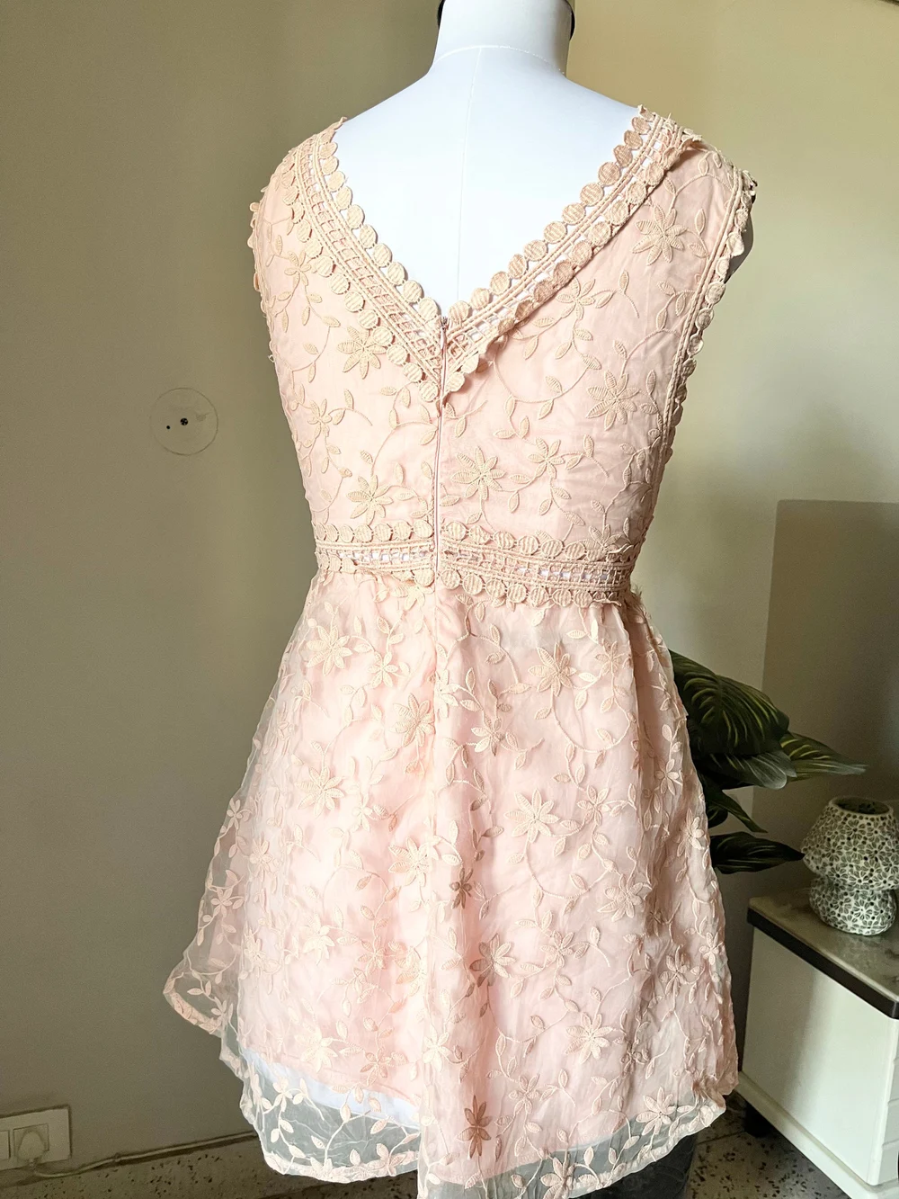 flower net Peach dress thumbnail view 2