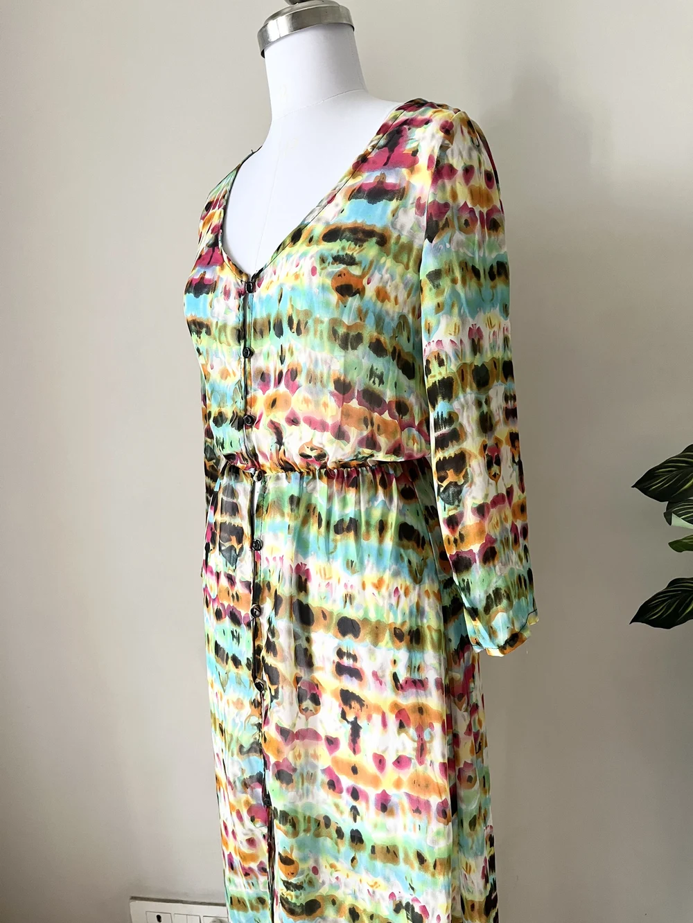 Multicolored Semi-Sheer maxi dress  thumbnail view 5