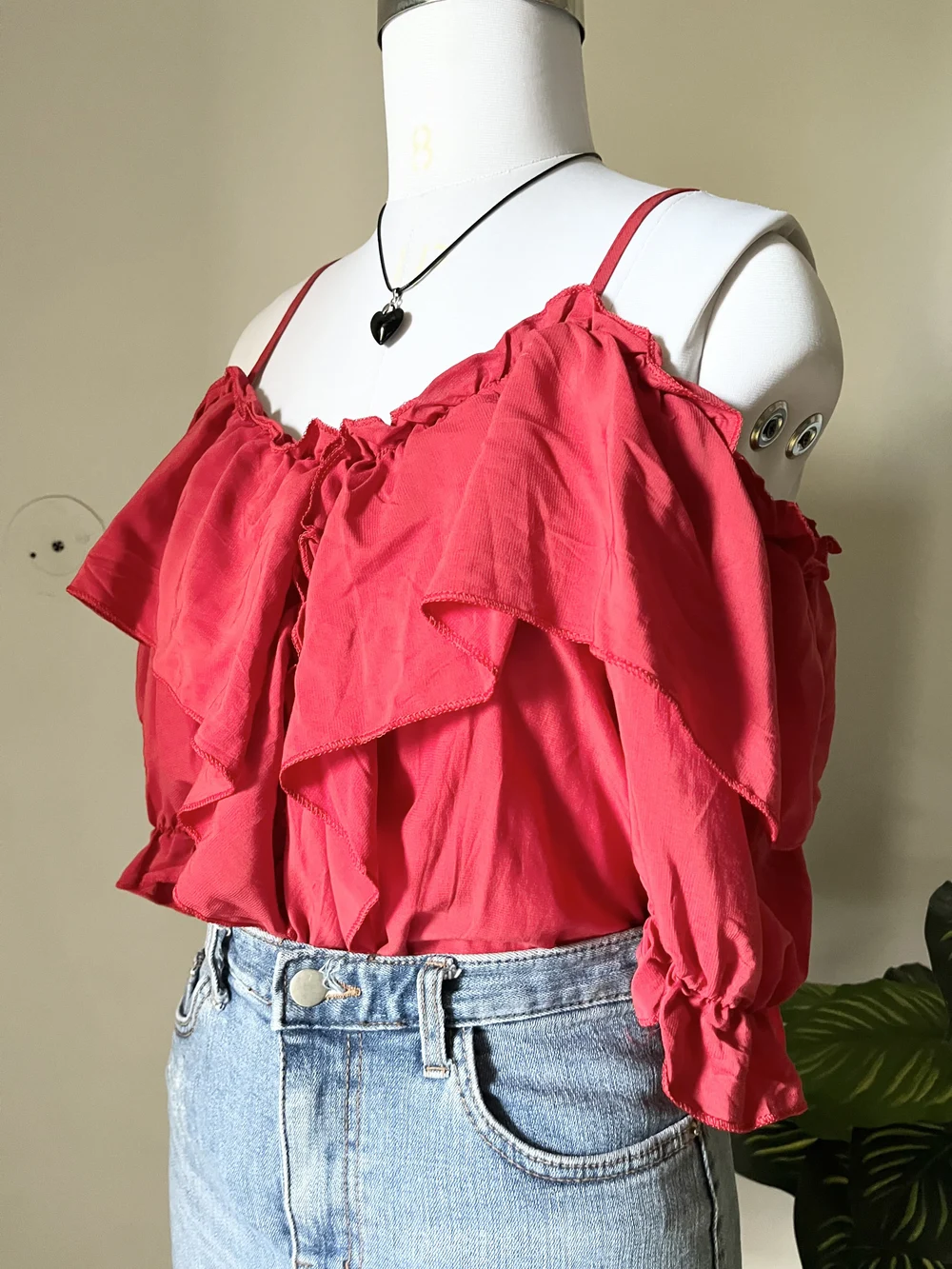 Cold shoulder ruffle top  thumbnail view 2