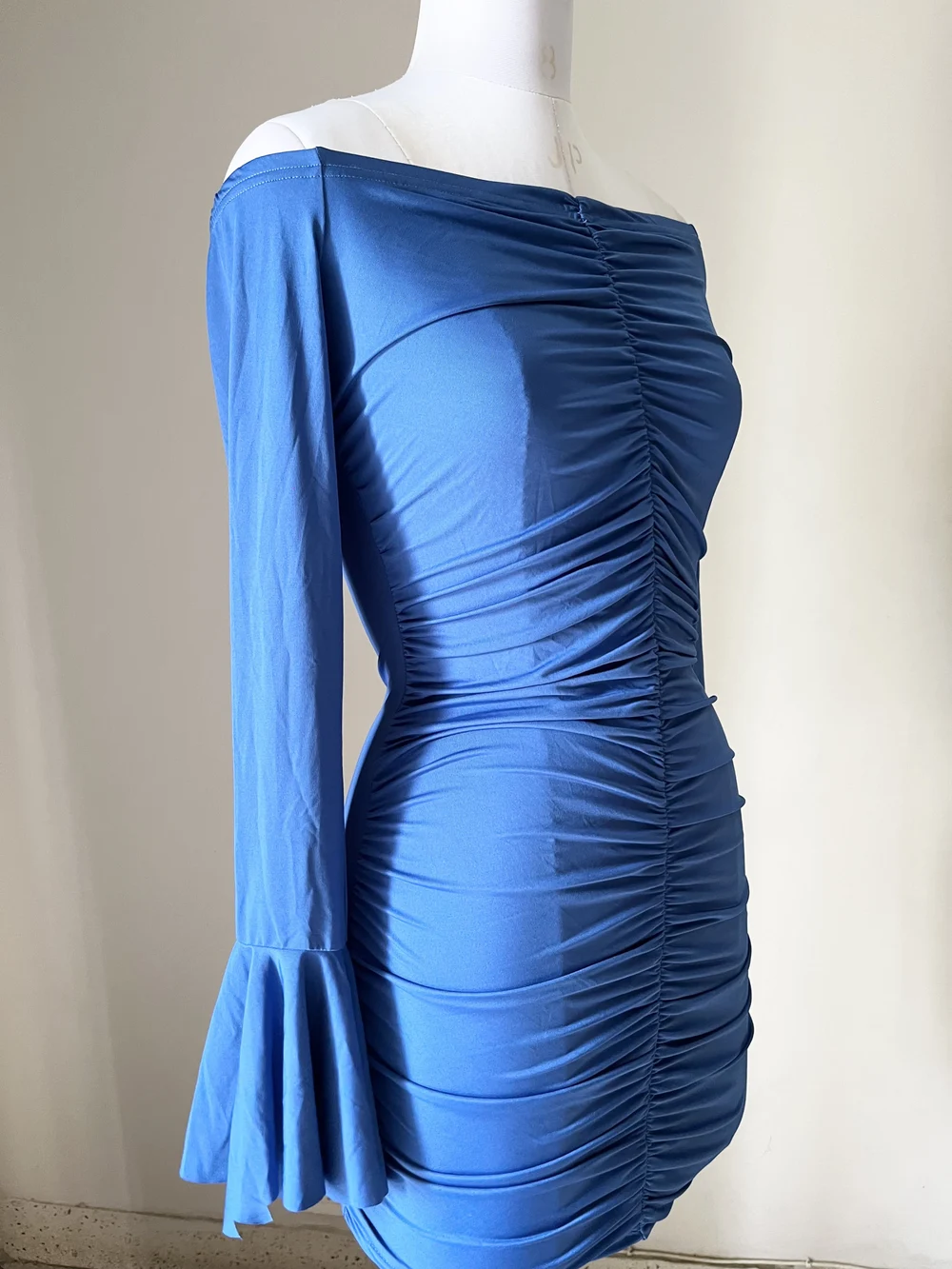 Electric blue smoking dress thumbnail view 3