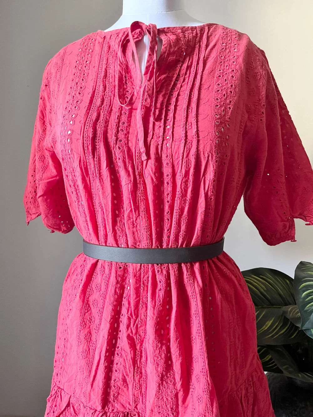 Red schiffli dress thumbnail view 2