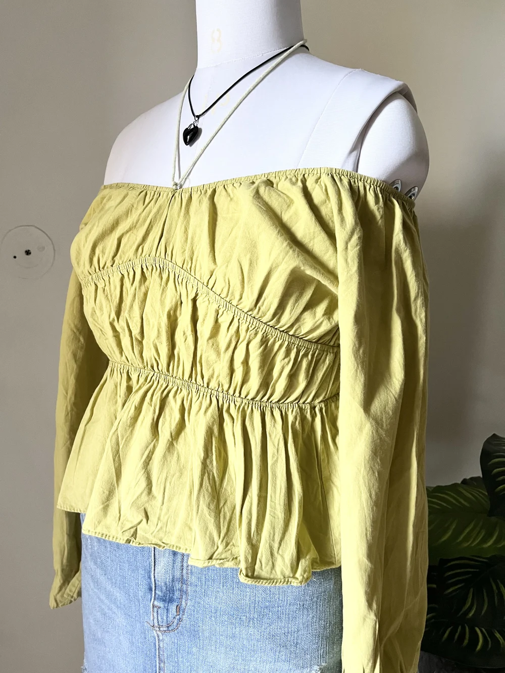 Green Shirred top thumbnail view 2
