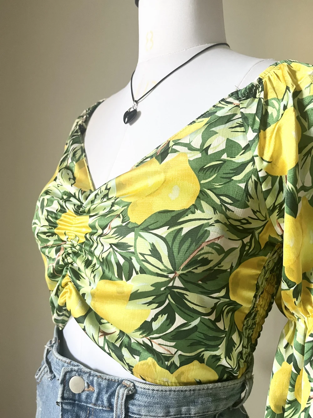 Yellow floral Padded top  thumbnail view 4