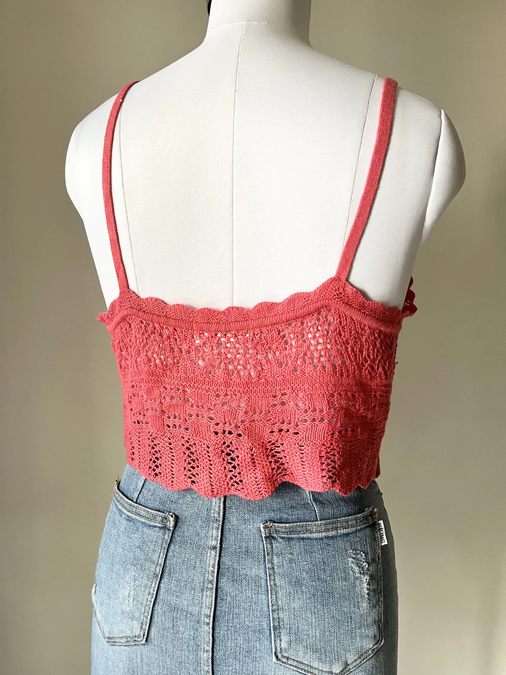 Peach crochet top thumbnail view 2