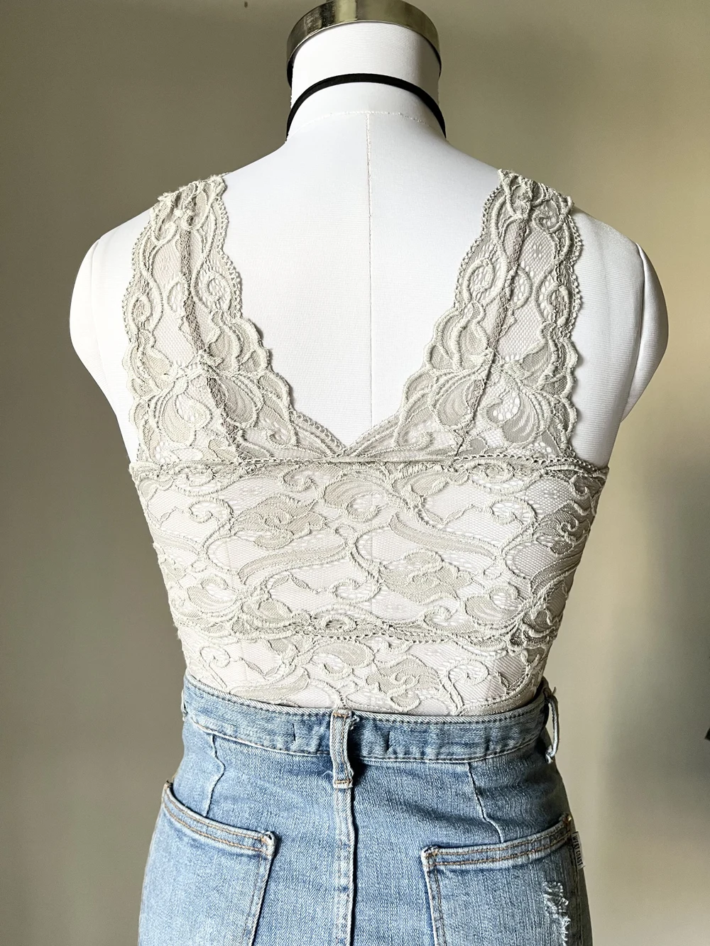 Grey lace top thumbnail view 3
