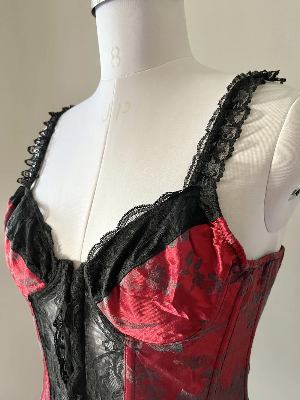 Red hot lace corset top thumbnail view 4