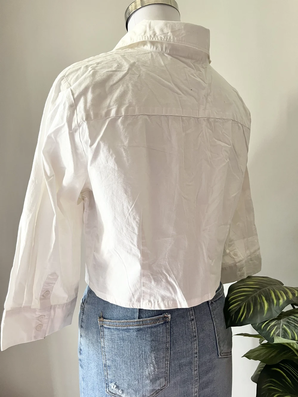 White boxy crop shirt  thumbnail view 2