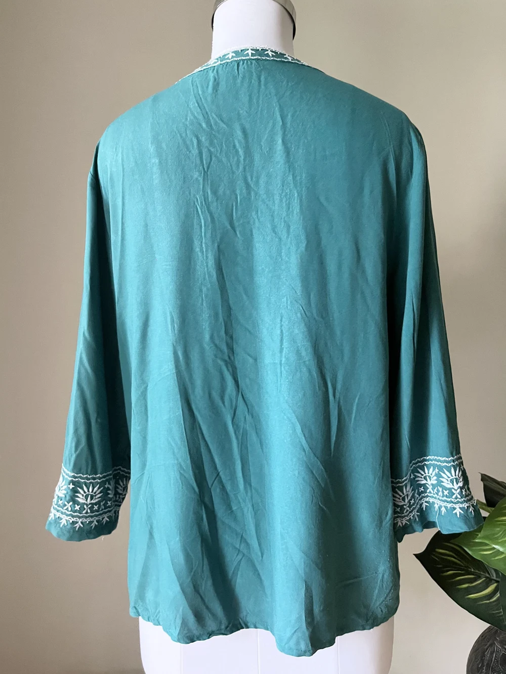 Greem embriodery short kurti thumbnail view 3