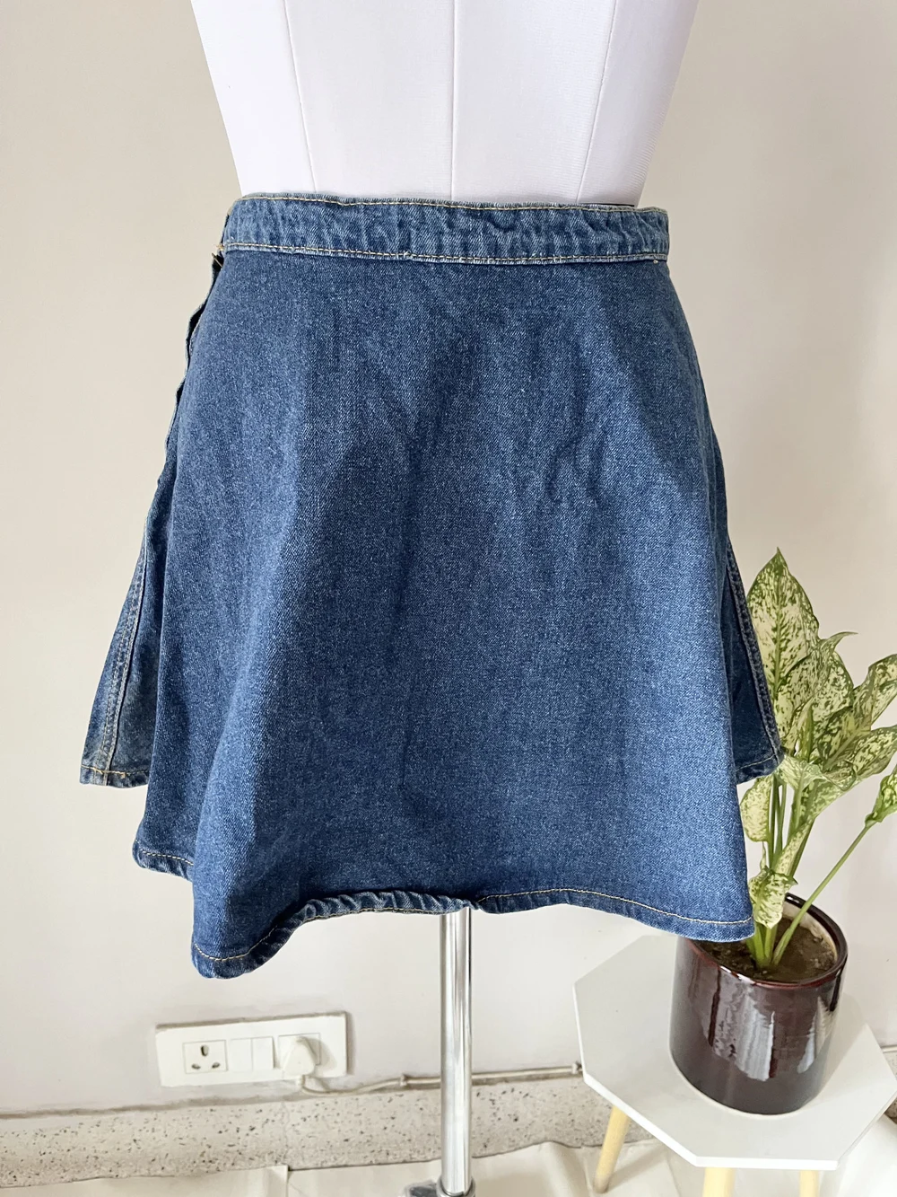 Blue skater denim skirt  thumbnail view 4