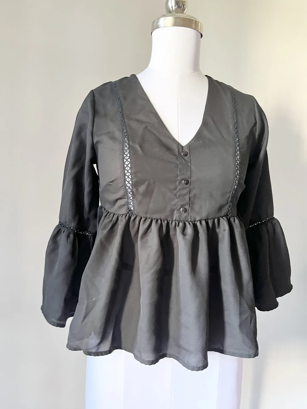 Black peplum top thumbnail view 3