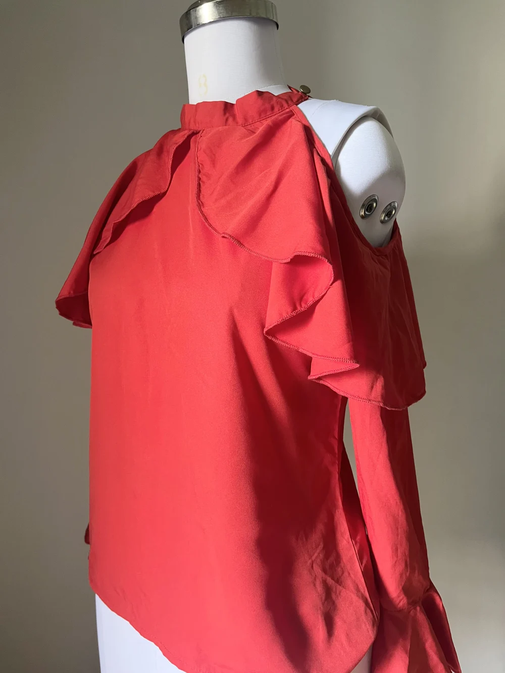 Red cold-shoulder top thumbnail view 5