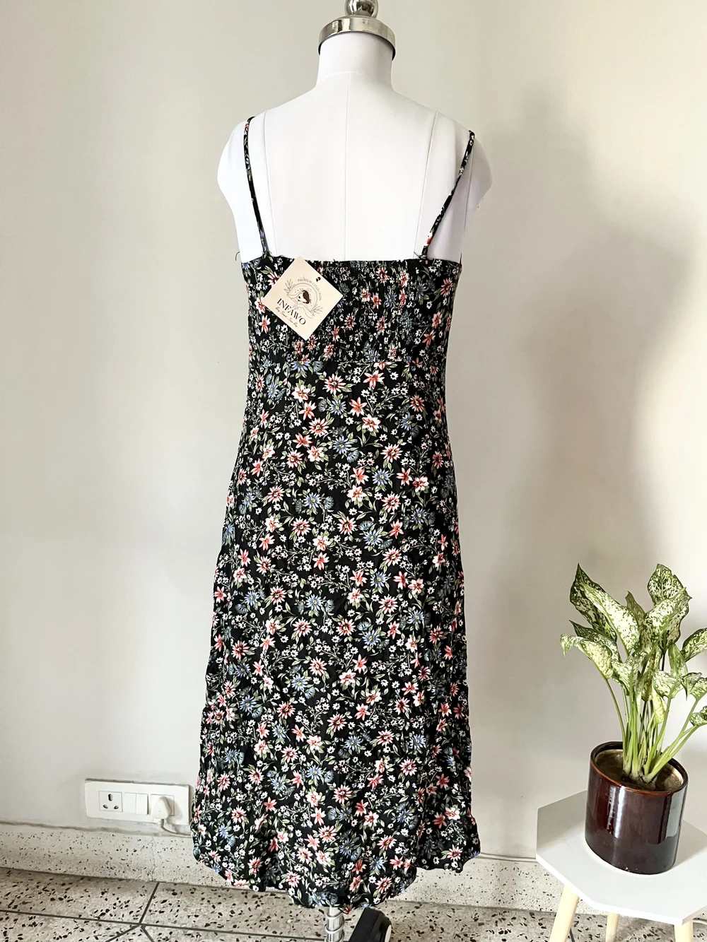 Black floral printed dress  thumbnail view 4