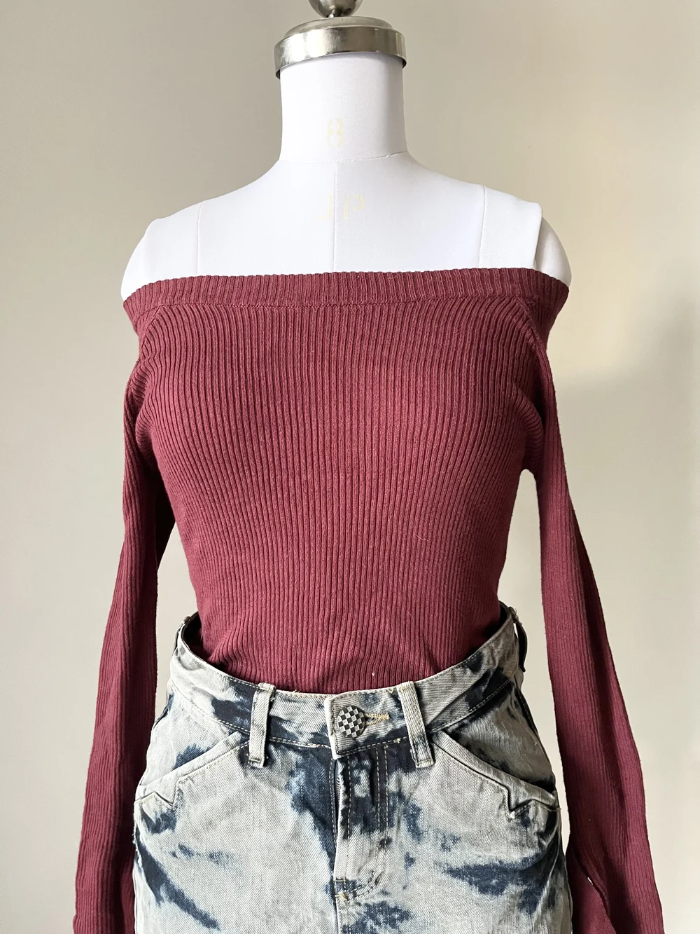 Wine off-shoulder top  thumbnail view 2