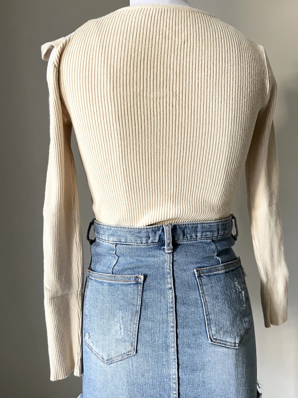 Beige one shoulder style top  thumbnail view 2