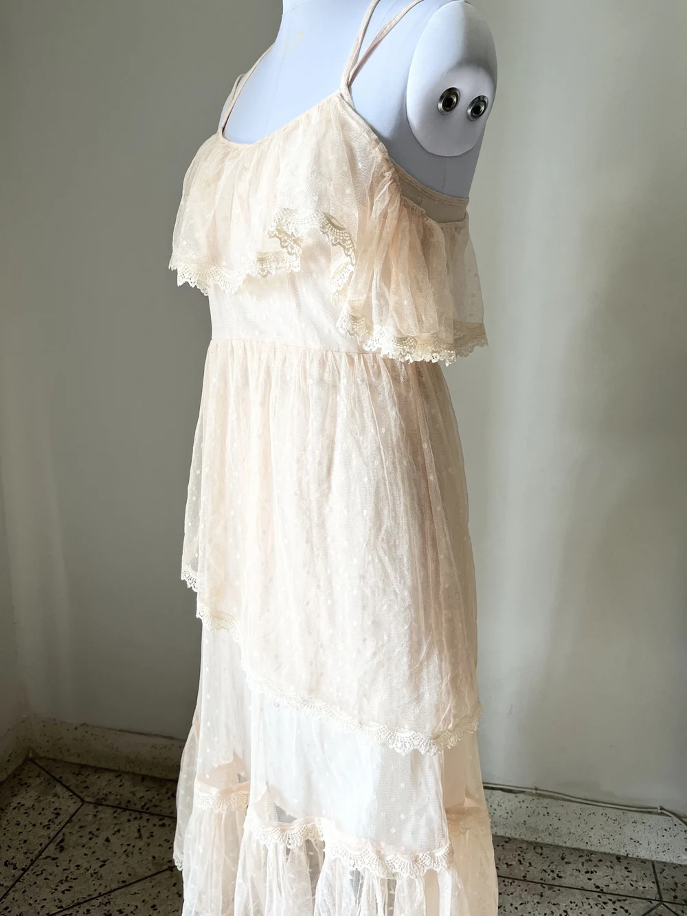 Peach frill Cold-shoulder dress  thumbnail view 4