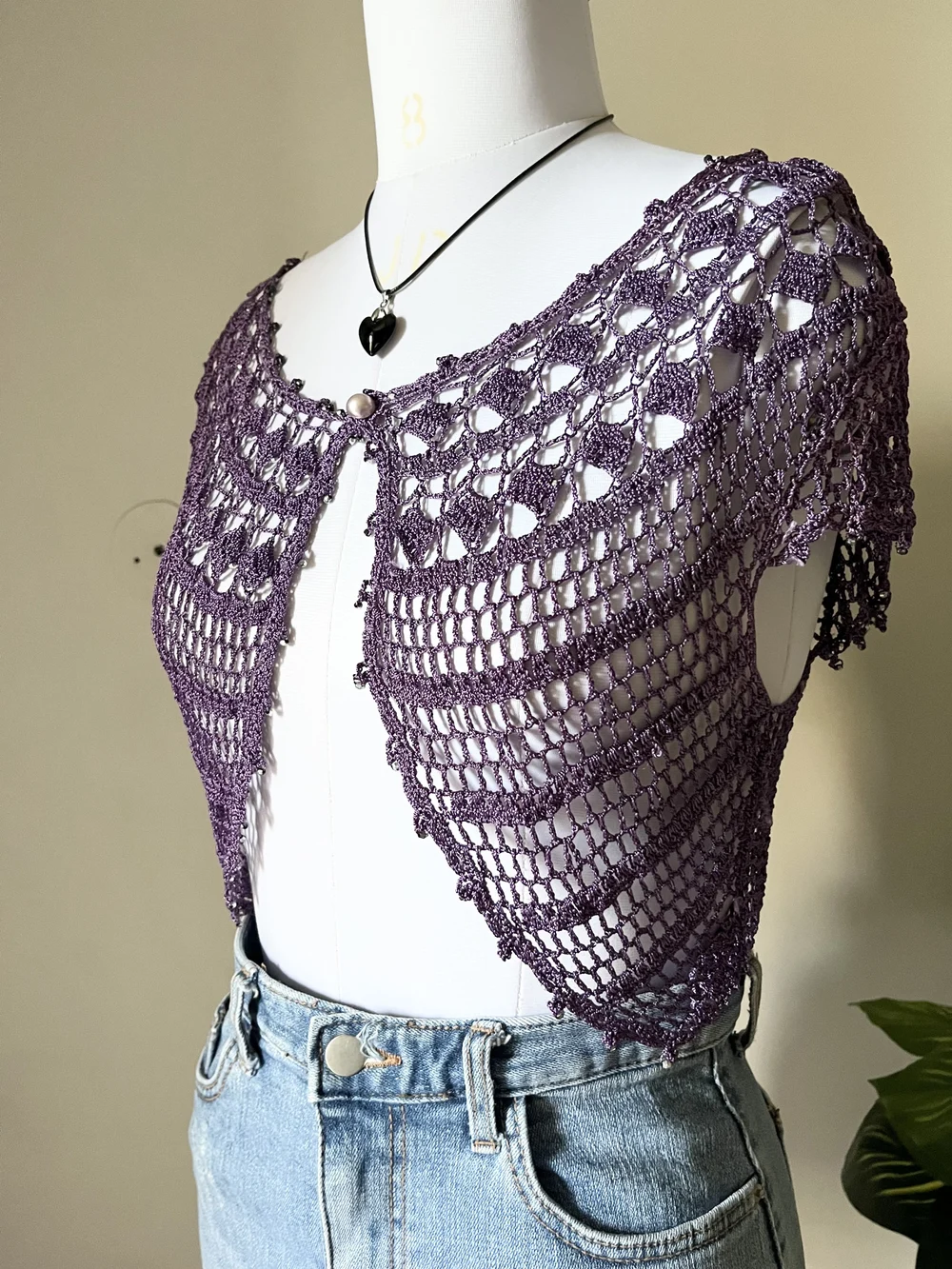 Purple crochet shrug top  thumbnail view 5