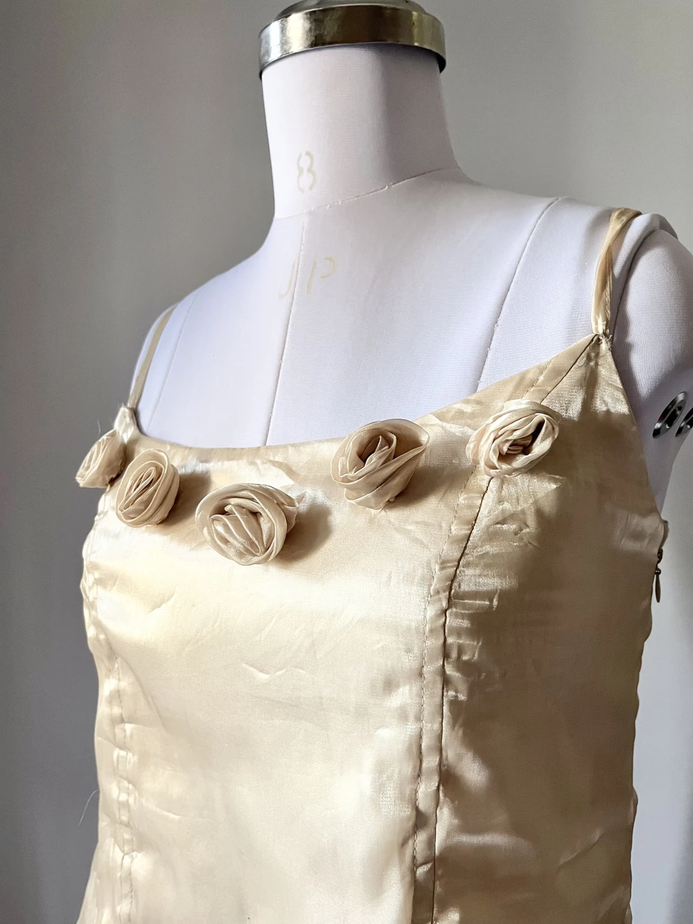 Beige applique flower corset top thumbnail view 5