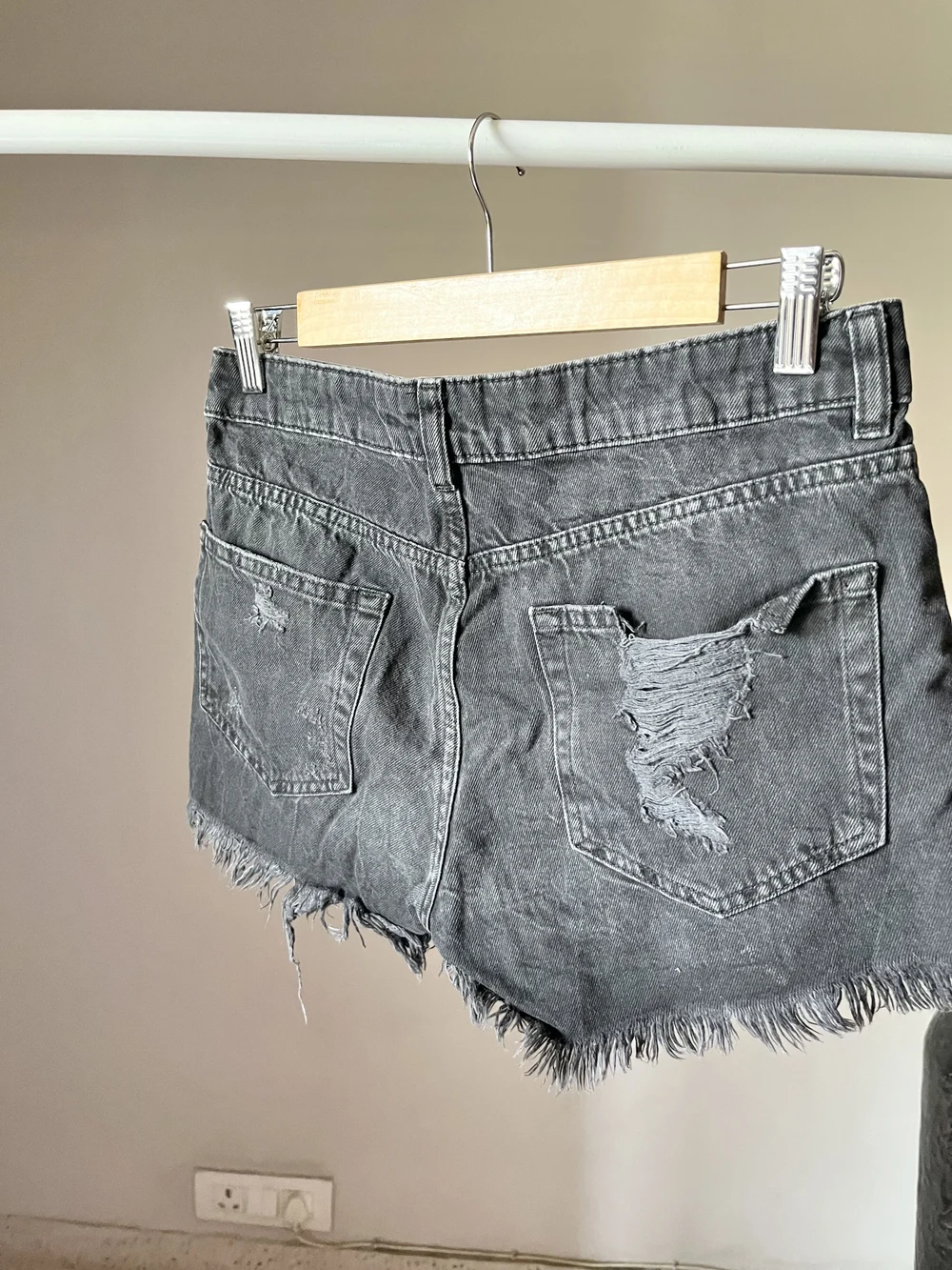 Black ripped shorts thumbnail view 4