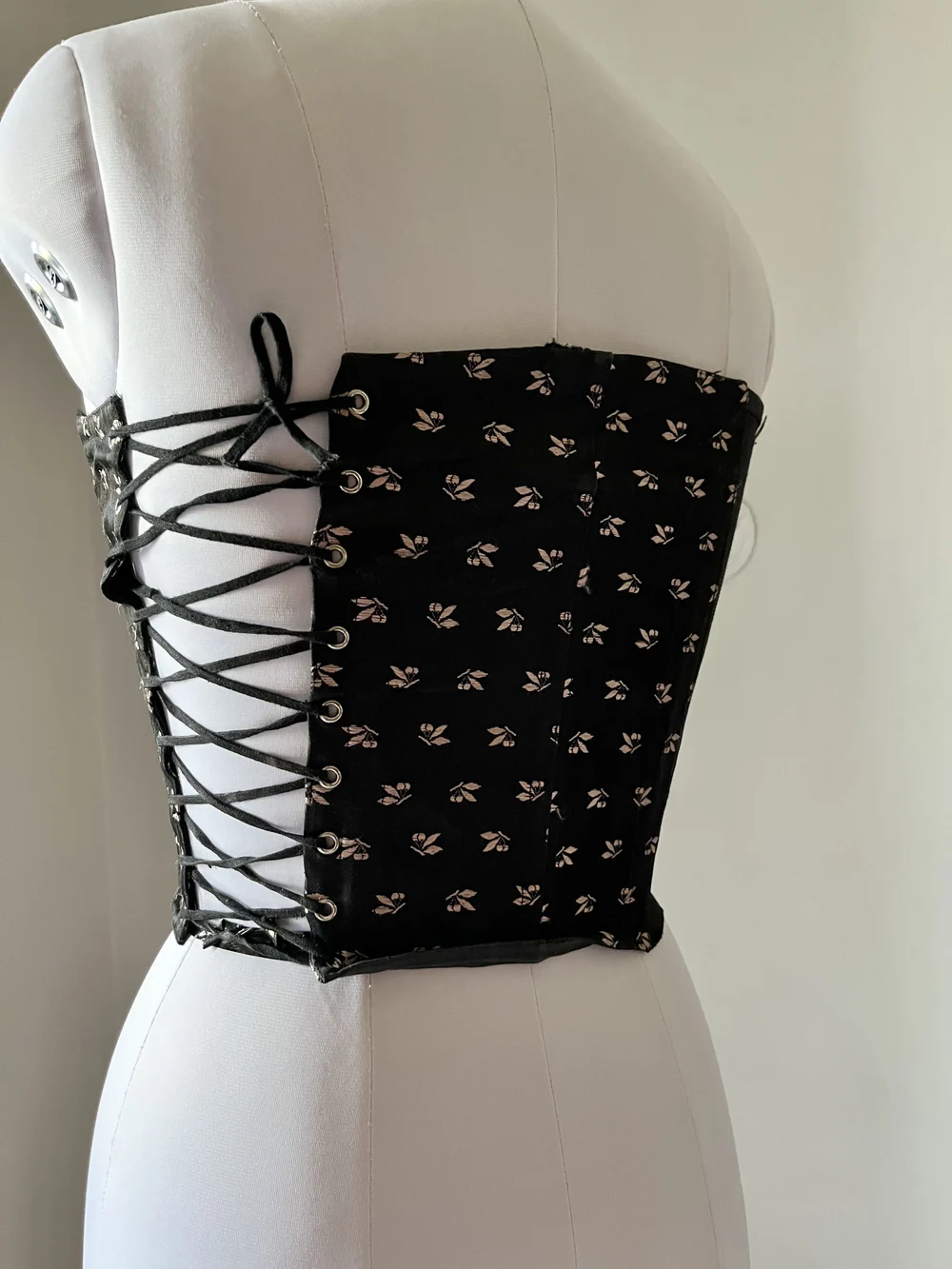 Black printed corset top thumbnail view 5