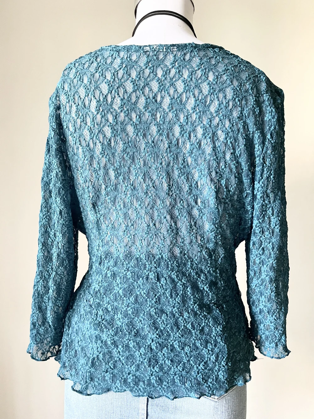 Teal blue wrap asymmetric top  thumbnail view 2