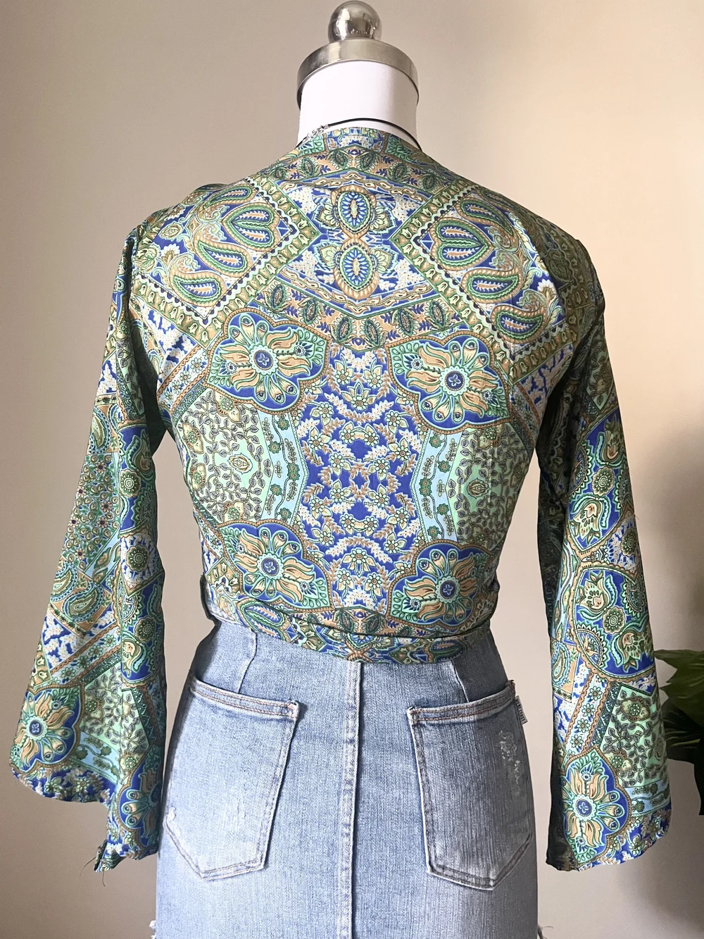 Paisley green wrap top  thumbnail view 4