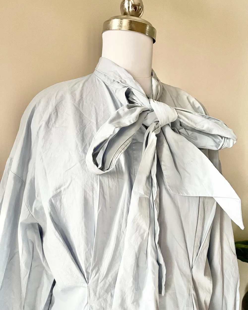 Pastel blue tie-up neck shirt  thumbnail view 2