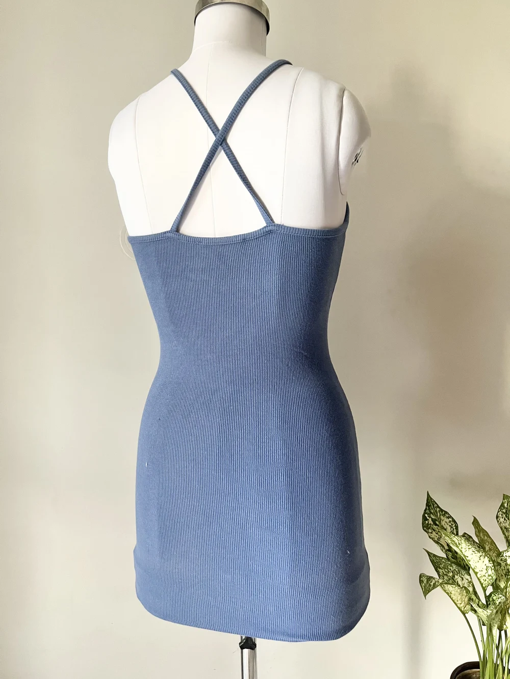 Halter neck blue bodycon dress thumbnail view 3