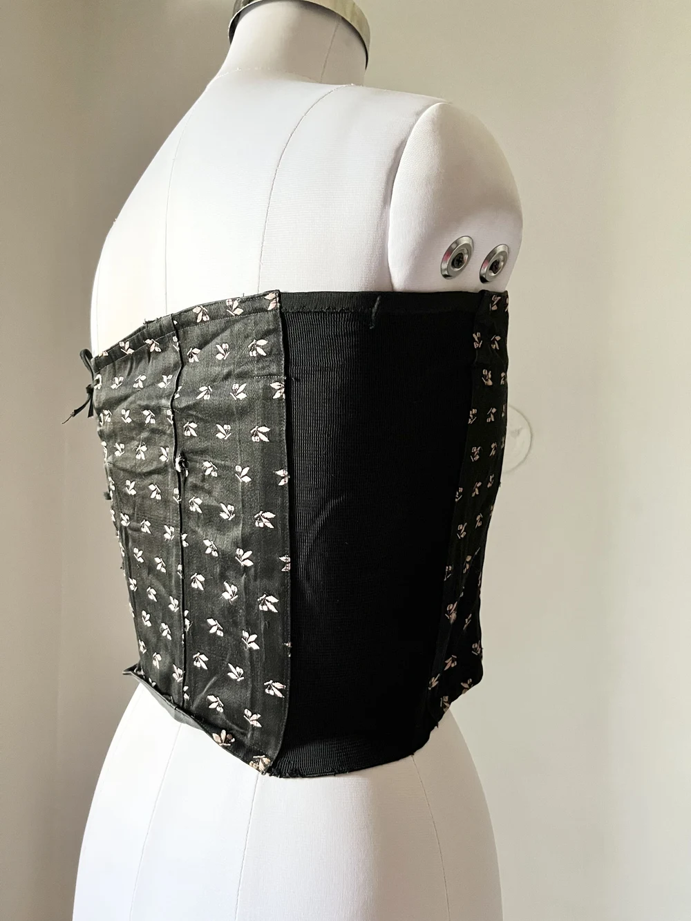 Black printed corset top thumbnail view 4