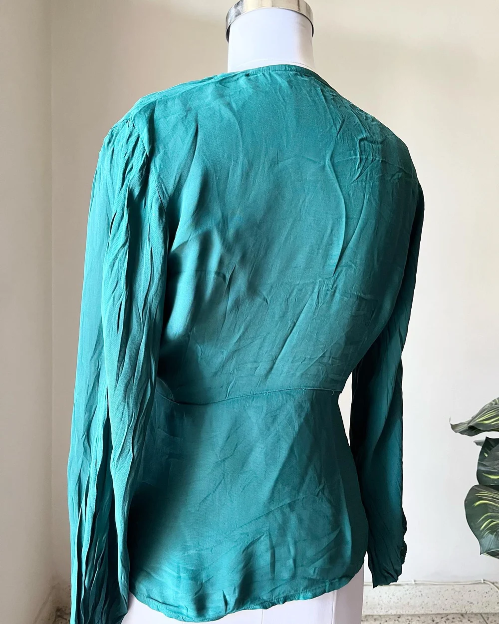 Teal wrap peplum top  thumbnail view 2