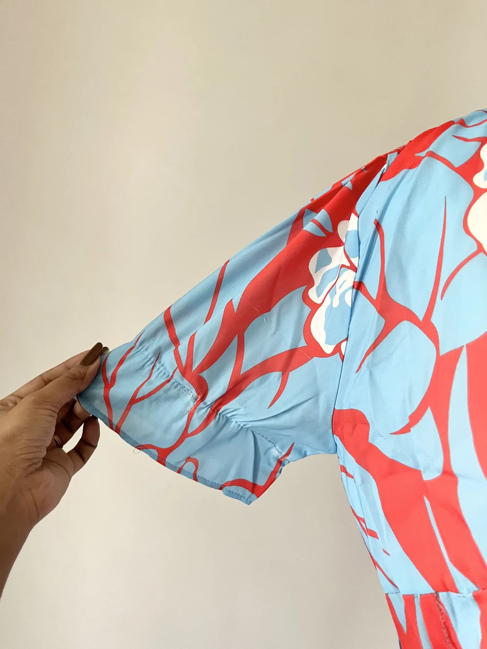 Blue floral printed dress thumbnail view 6