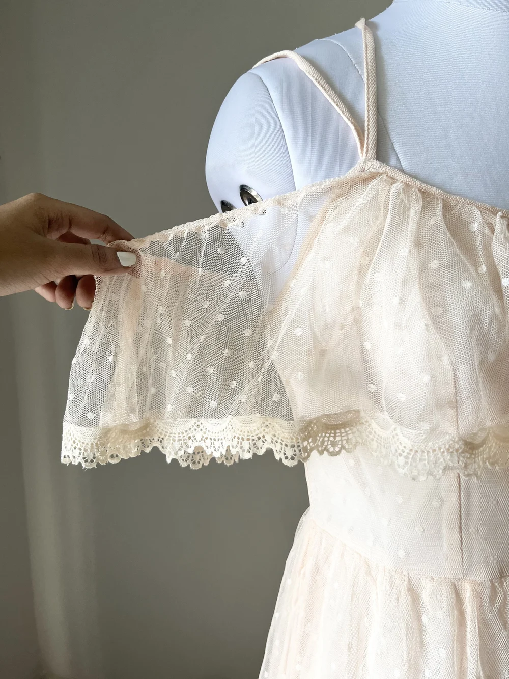 Peach frill Cold-shoulder dress  thumbnail view 2