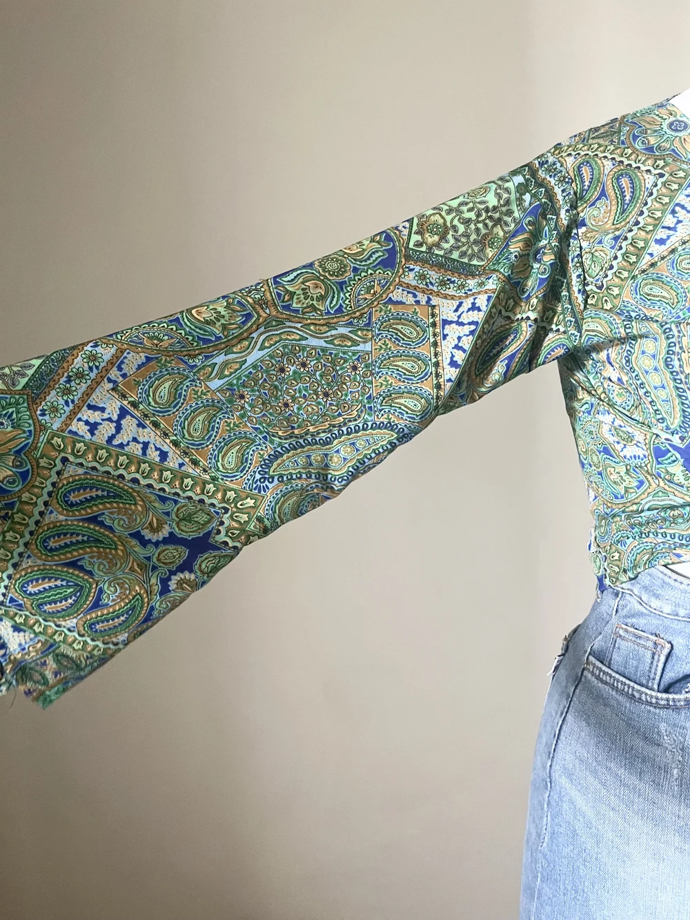 Paisley green wrap top  thumbnail view 5