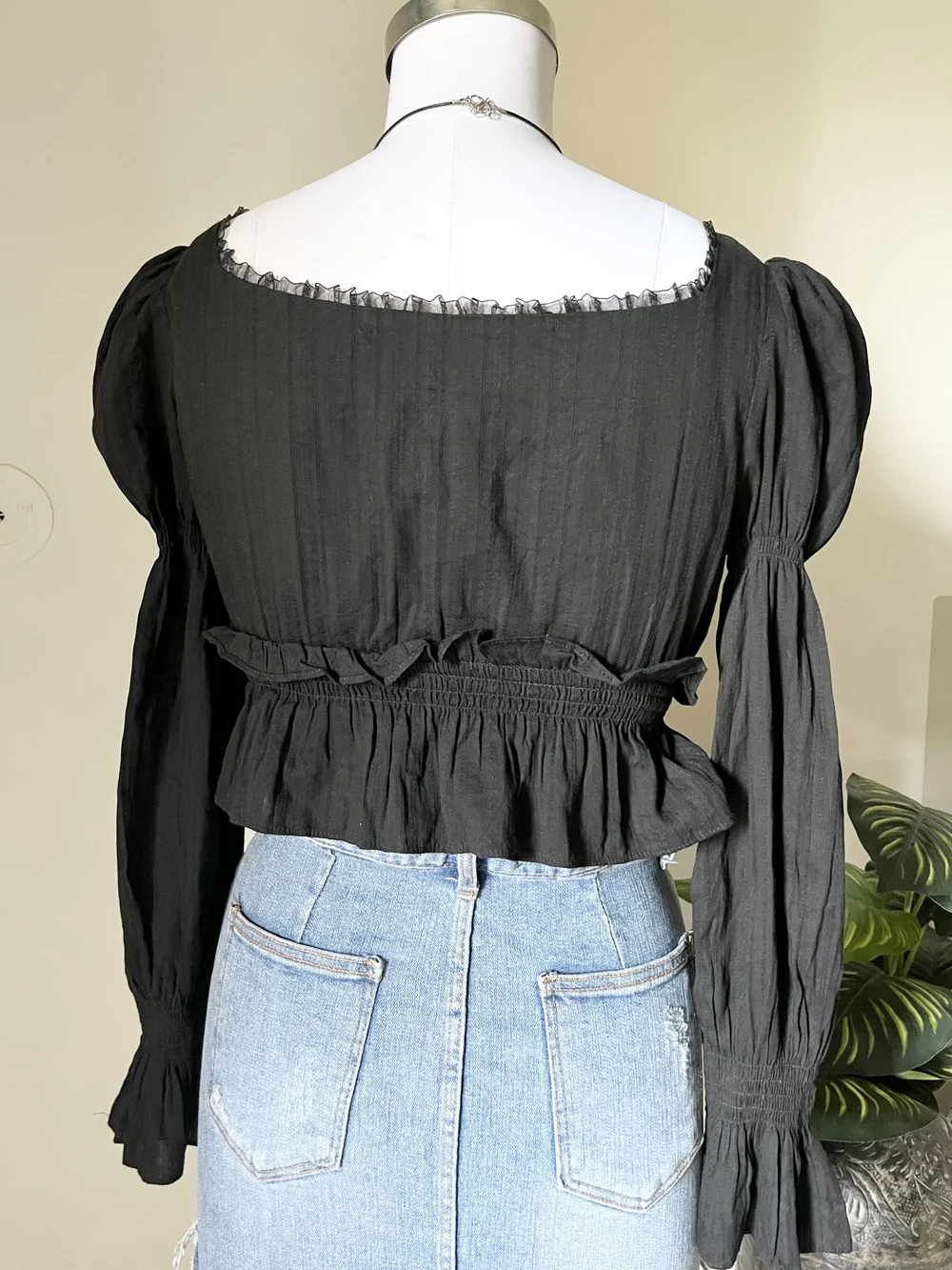 Black Ruffle design top thumbnail view 2