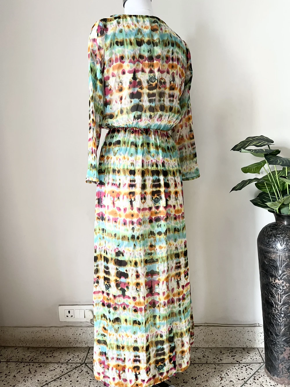 Multicolored Semi-Sheer maxi dress  thumbnail view 6