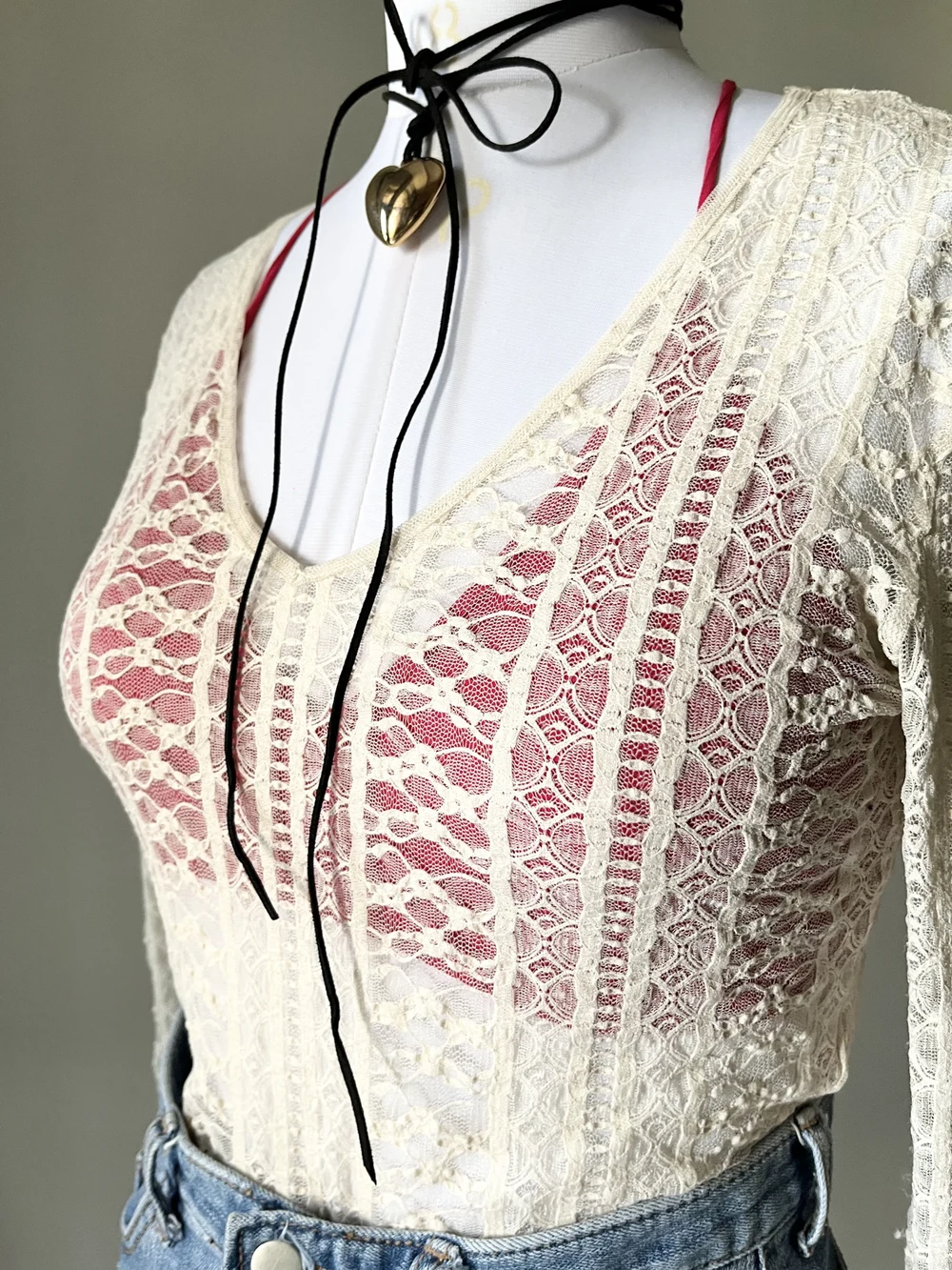 Beige lace top  thumbnail view 5