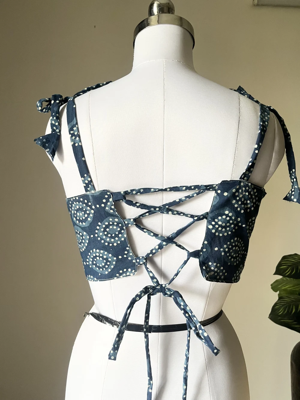 Indigo print corset top  thumbnail view 3