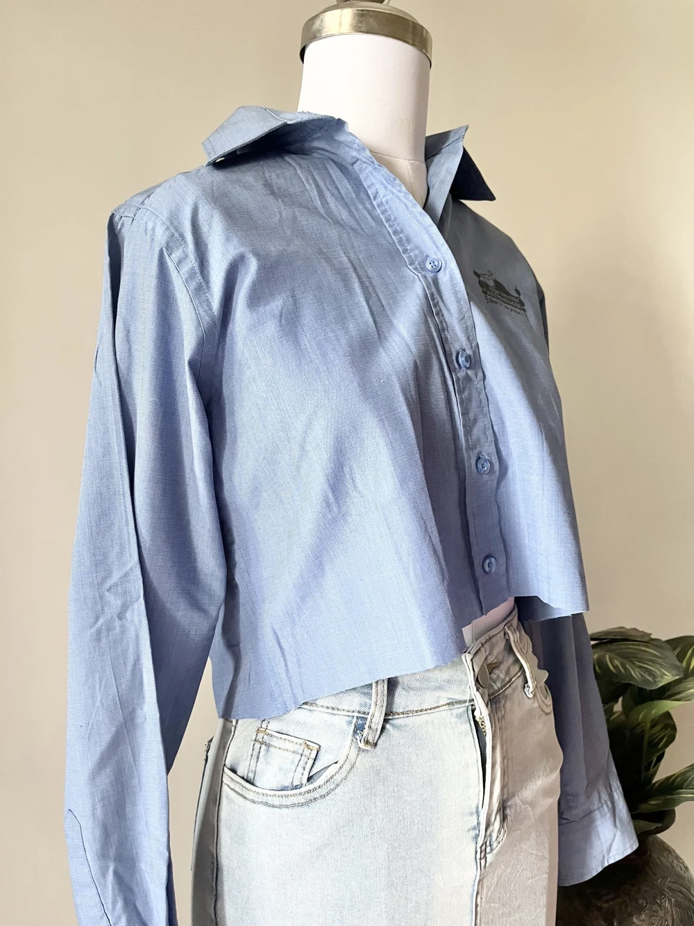 Blue crop shirt thumbnail view 5