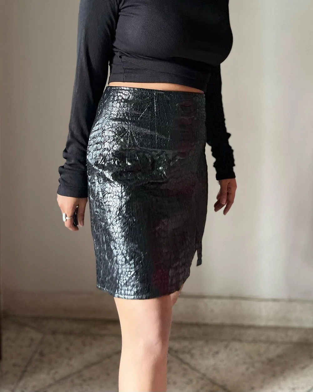 Leather slit skirt  thumbnail view 5