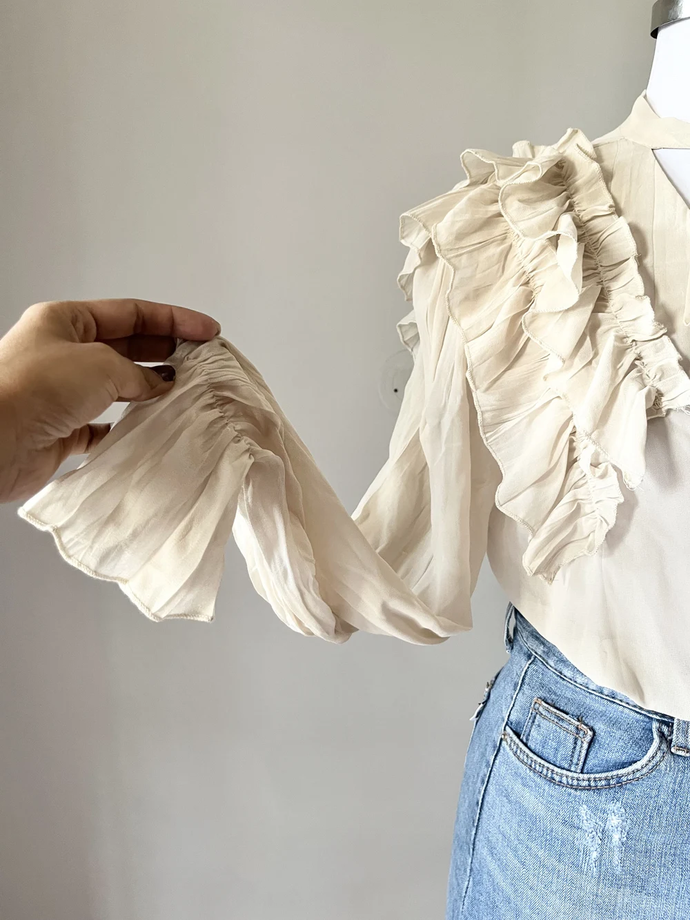 Beige Frill shirt  thumbnail view 6