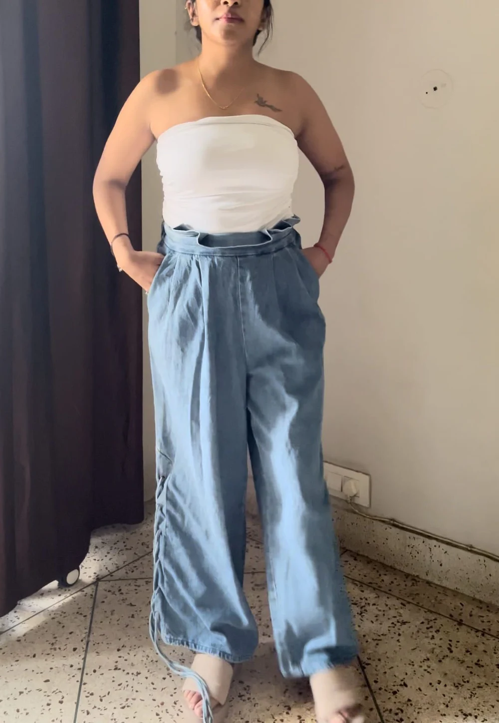 Paperbag wide-leg Highwaist denim thumbnail view 5