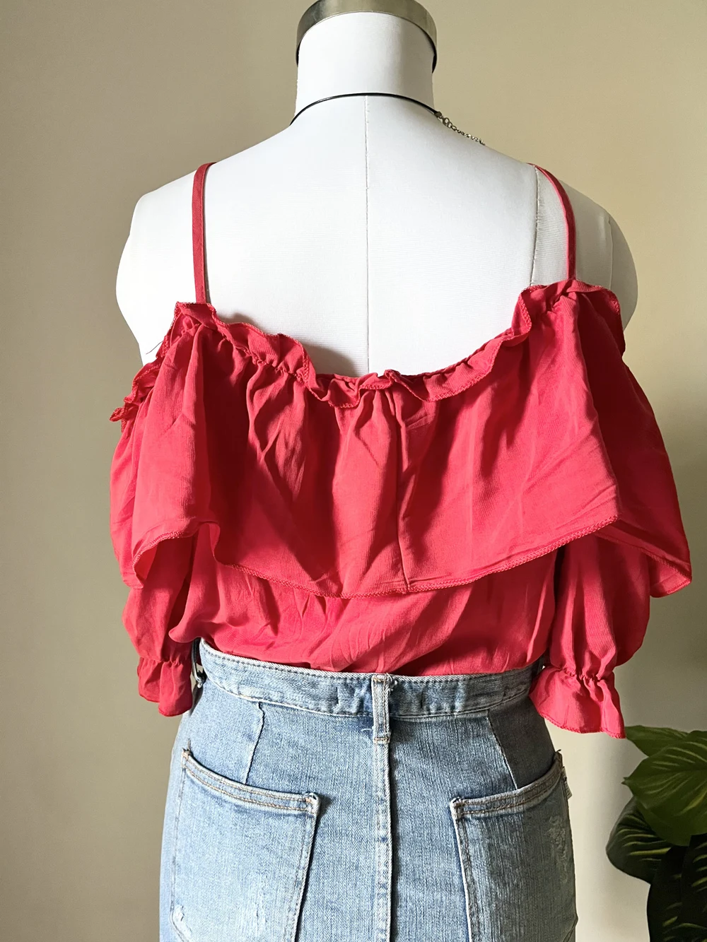 Cold shoulder ruffle top  thumbnail view 5