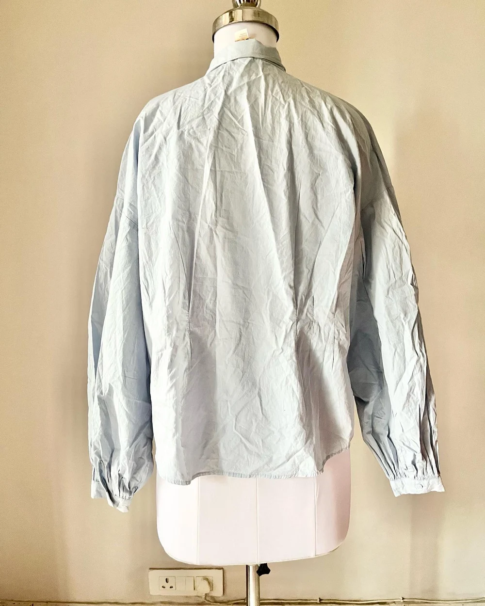 Pastel blue tie-up neck shirt  thumbnail view 3