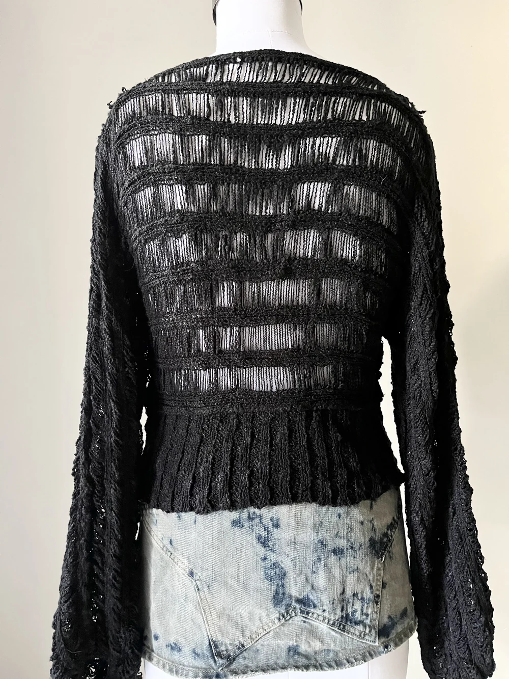 Black crochet top thumbnail view 3